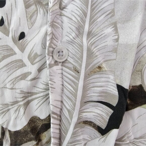 Denim + Flower Tropical Print Button Down Shirt Sz L Beach Resortwear Festival - Picture 7 of 16